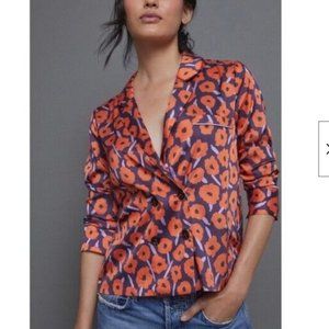 NWOT Hutch Anthropologie Hutch Lorraine Floral Poppy Orange Blazer Blouse S